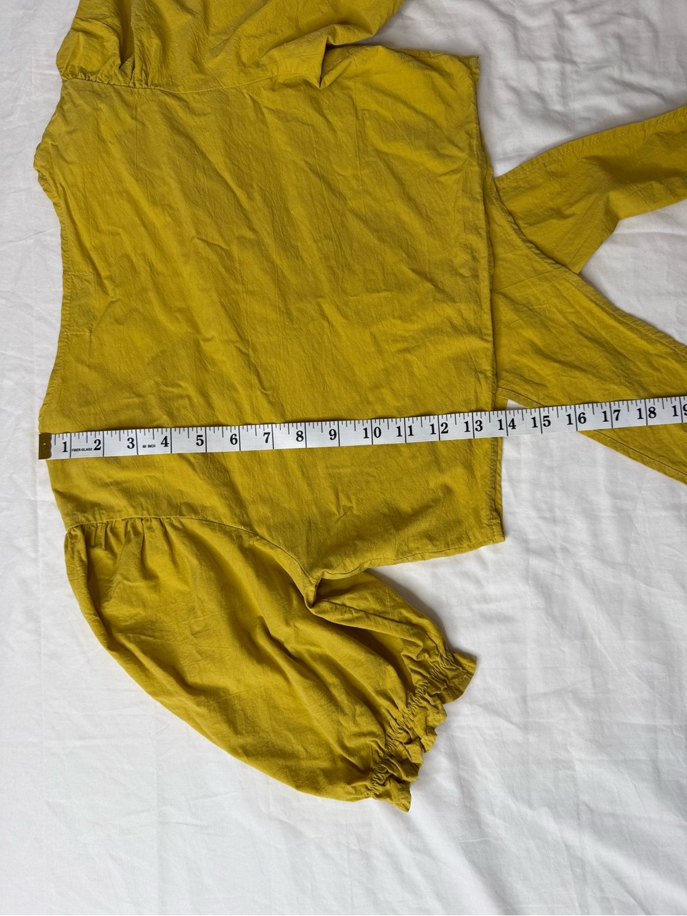 Molly Bracken Yellow Tie Front Puff Sleeve Cotton Top Boho Peplum Blouse xs/s - Picture 6 of 7